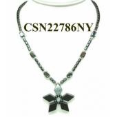 Hematite Stone Flower Pendant Beads Chain Choker Fashion Women Necklace